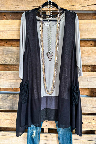 AHB EXCLUSIVE: Long Crushed Velvet (SOLID BACK) Duster/Dress - Grey