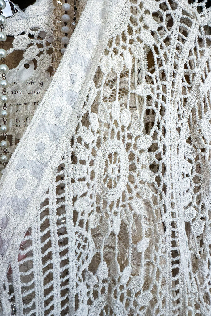 Graceful Charm Crochet Cardigan - Beige - 100% COTTON