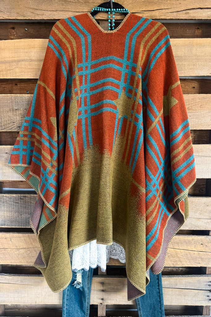 Out For The Day Poncho - Orange