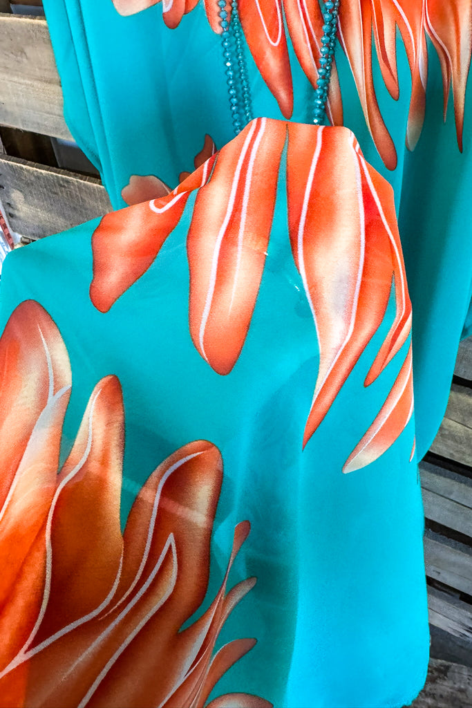 Sun Dancer Oversized Sheer Kaftan Beach Cover Up - Aqua