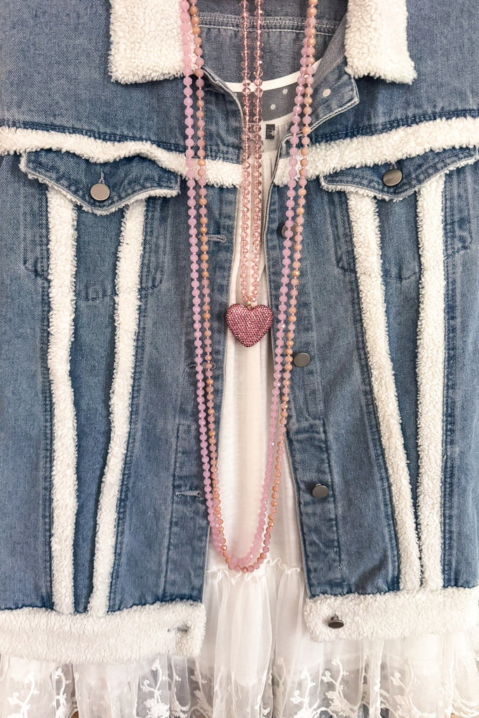 Anytime Now Faux Fur Denim Jacket - SALE