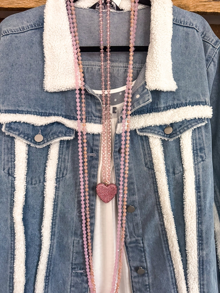 Anytime Now Faux Fur Denim Jacket - SALE