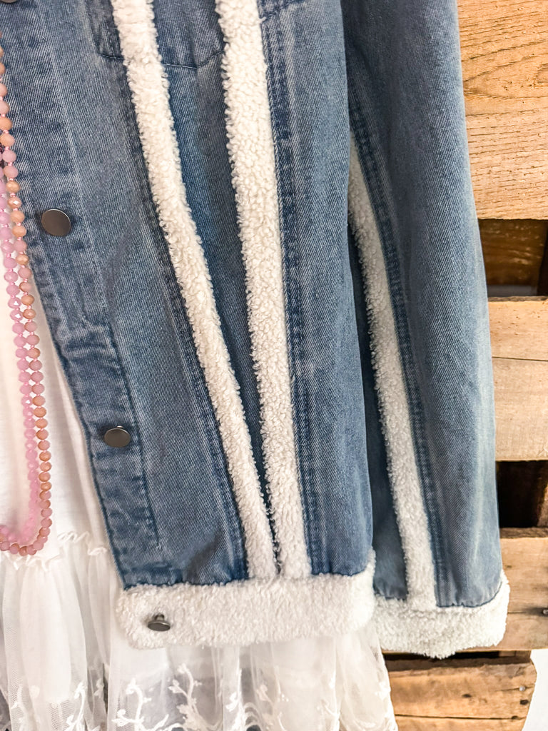 Anytime Now Faux Fur Denim Jacket - SALE