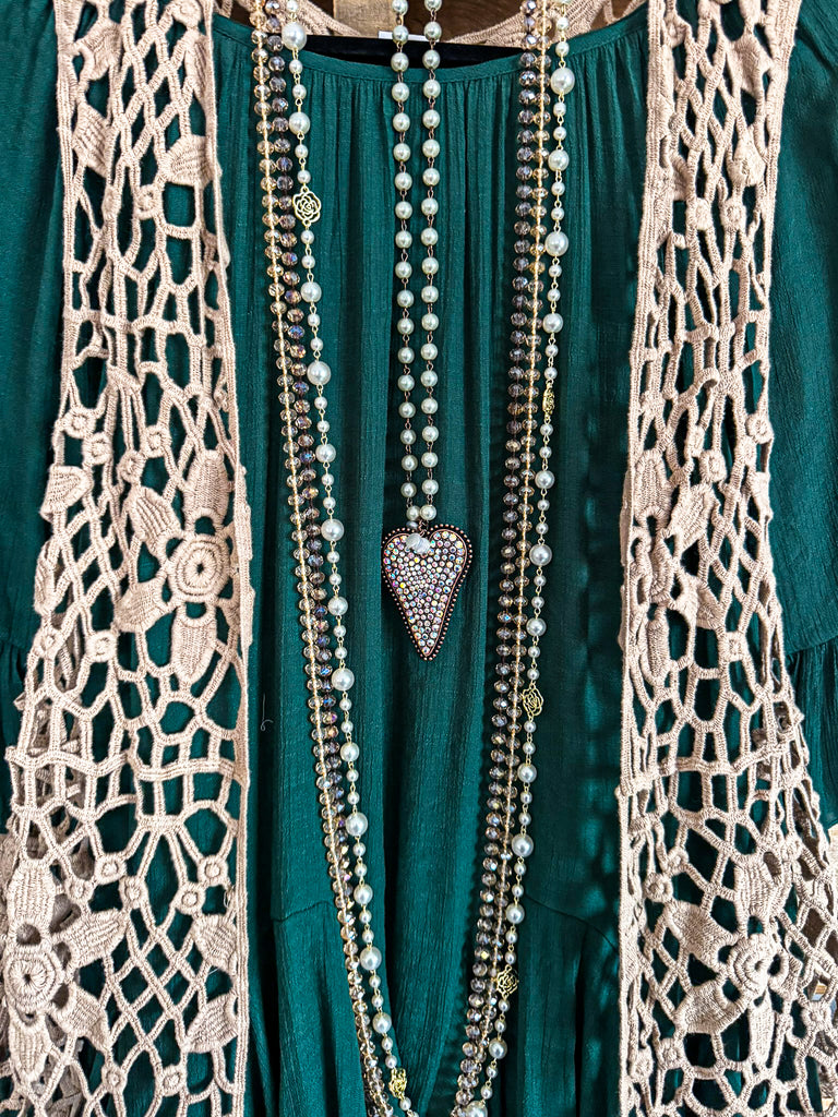 Floral Enough Crochet Vest - Mocha - 100% COTTON