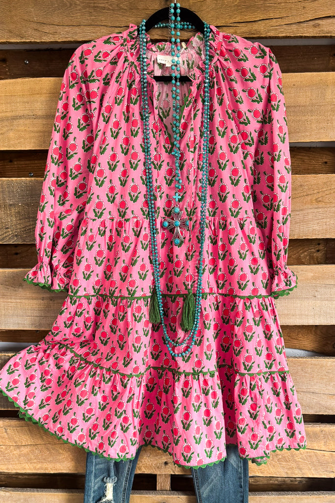 Garden Escape Dress - Pink - 100% COTTON