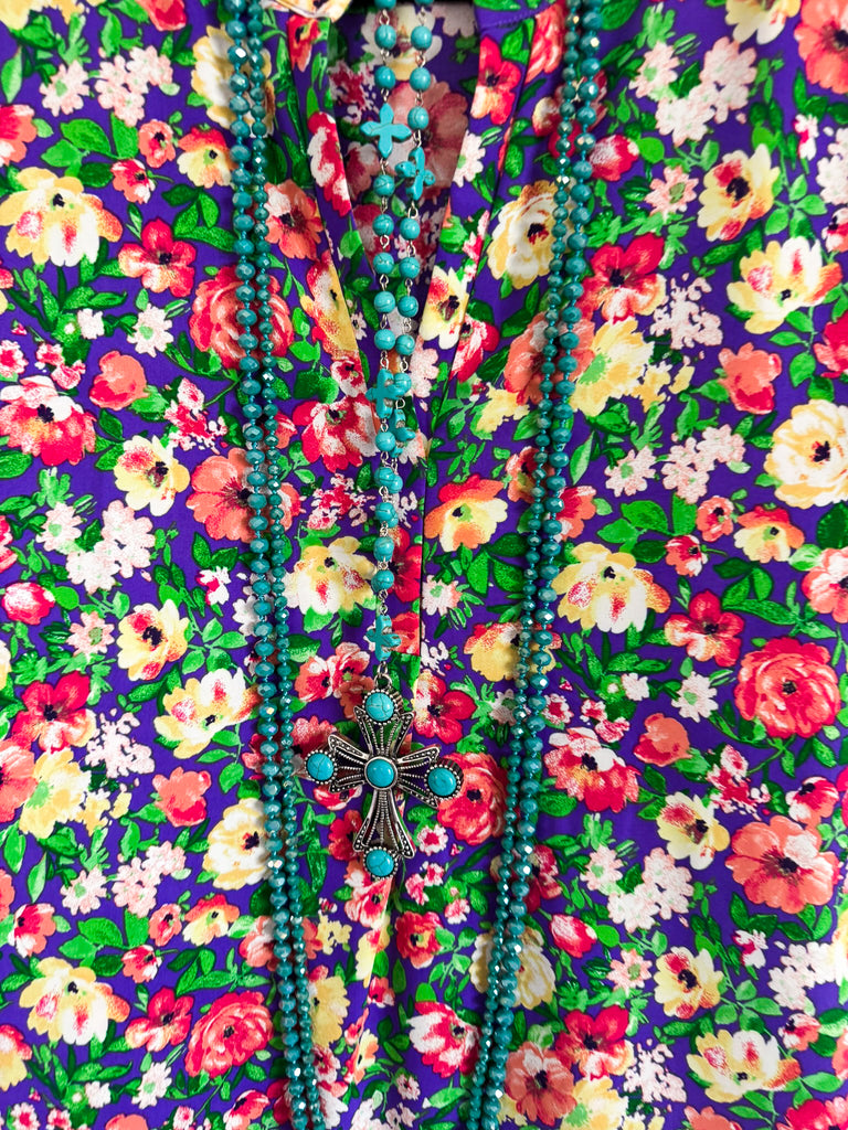 Garden Party Top - lavender Multi