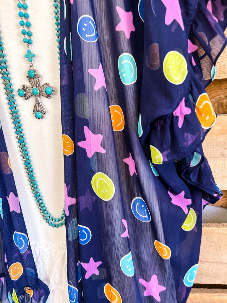 Smiles For Days Kimono - Navy - SALE