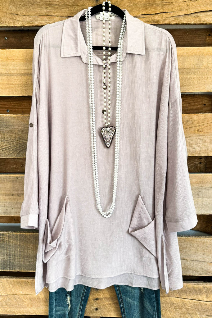 Beach Walk Breeze Tunic - Light Grey - SALE