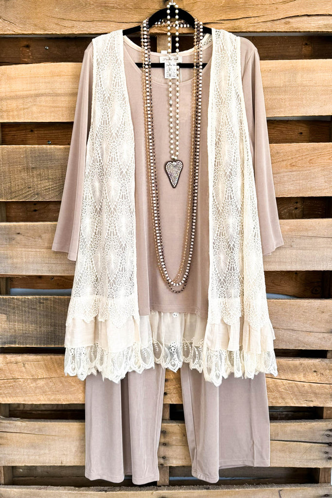 Well Rehearsed 3 Piece Pant Set - Beige Taupe