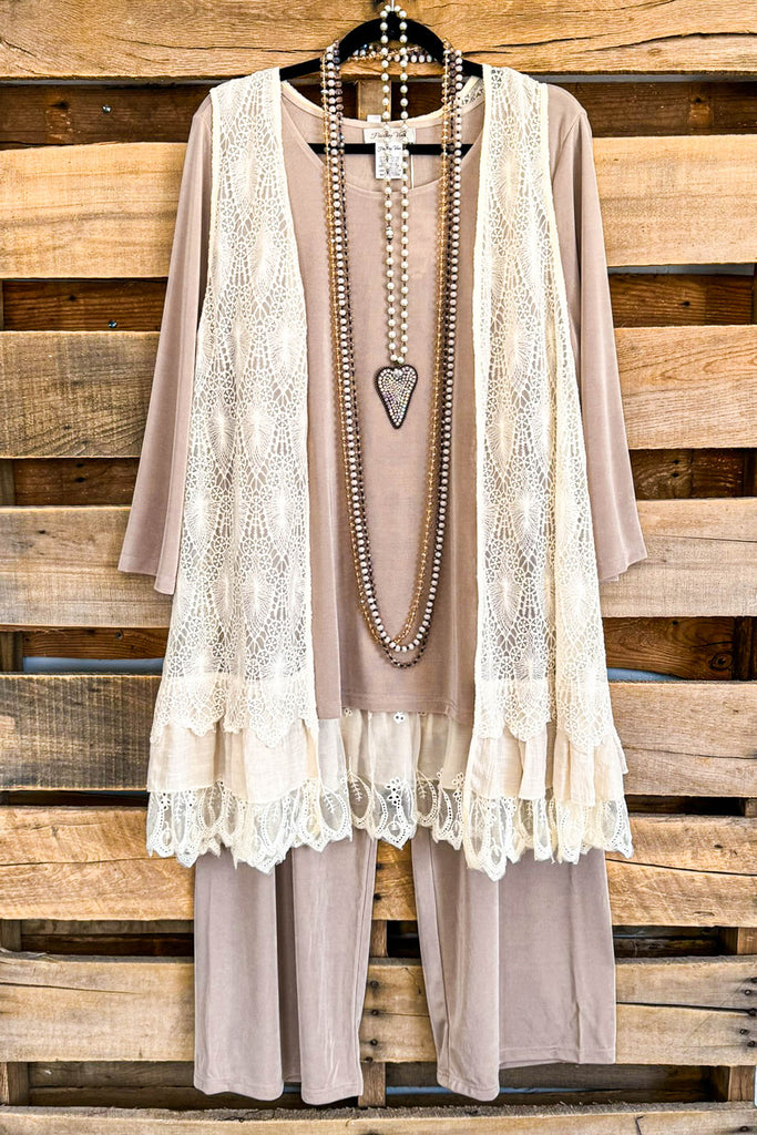 Well Rehearsed 3 Piece Pant Set - Beige Taupe