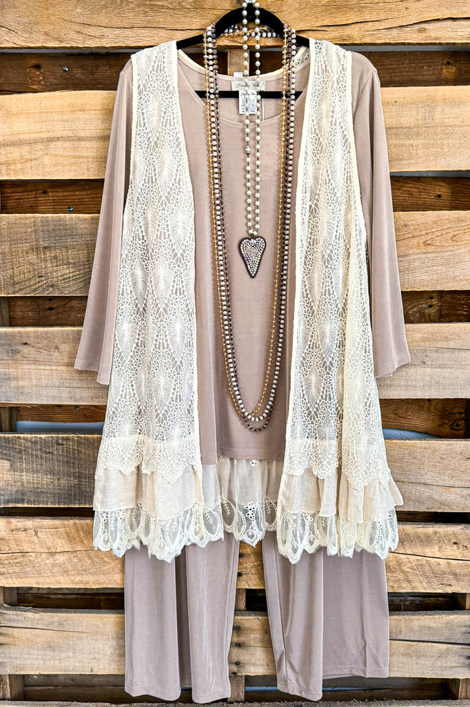 Well Rehearsed 3 Piece Pant Set - Beige Taupe