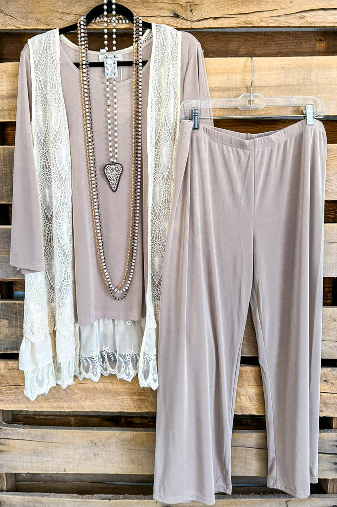 Well Rehearsed 3 Piece Pant Set - Beige Taupe