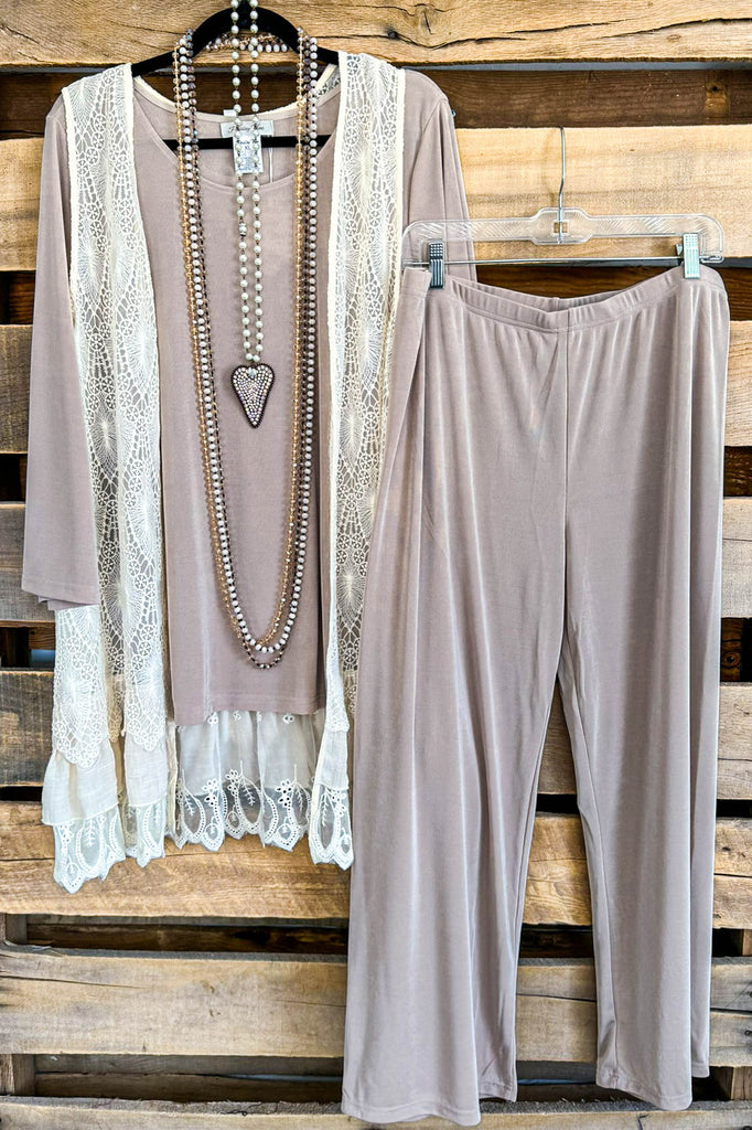 Well Rehearsed 3 Piece Pant Set - Beige Taupe