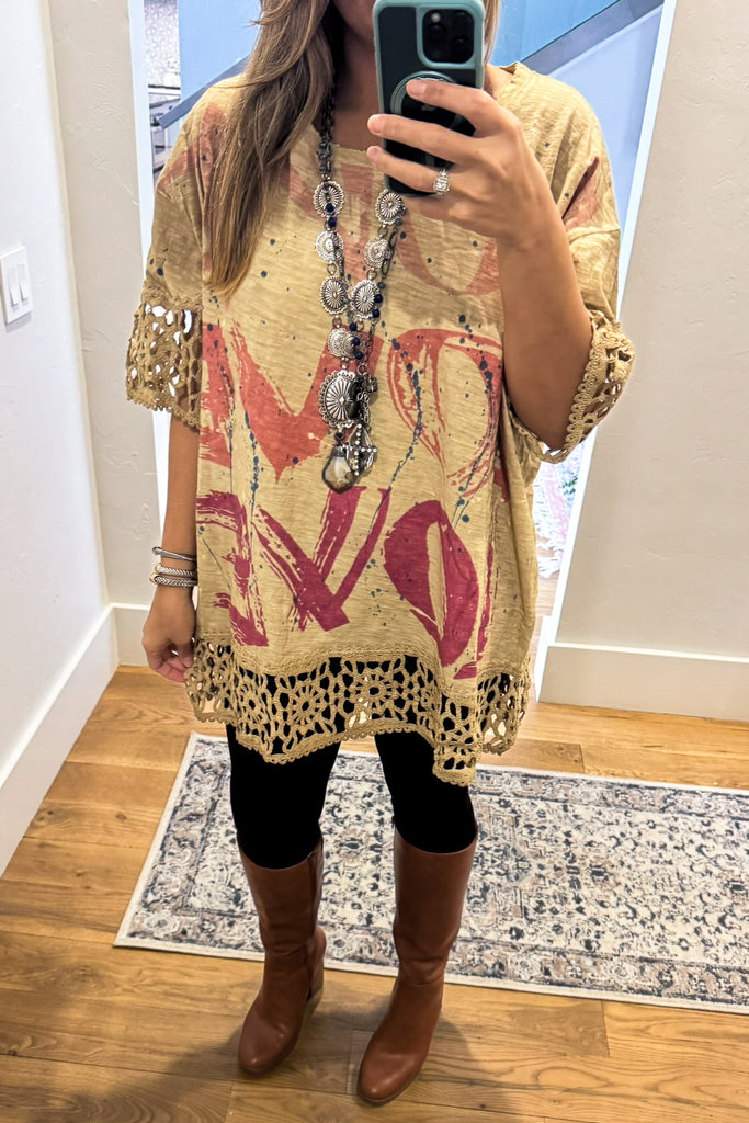PRE ORDER : Free Spirit Love Cotton Oversized Tunic – 100% Cotton - Made in USA