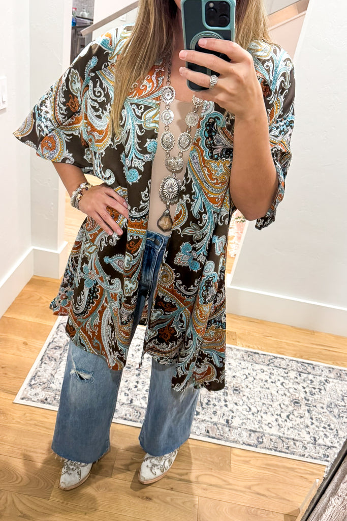 Perfect Paisley Kimono - Brown