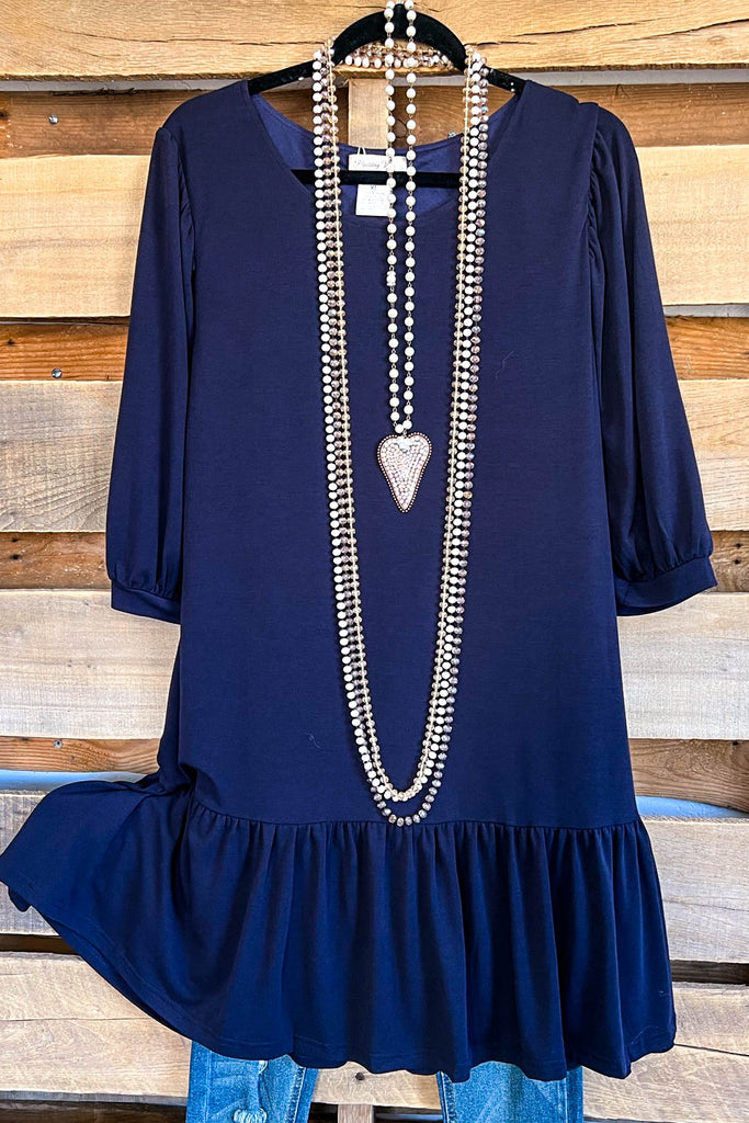 Keeps Getting Better Dress - Navy Blue - SALE