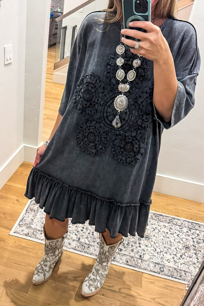 Saving Grace Oversized Dress - Black - Cotton/Spandex Blend