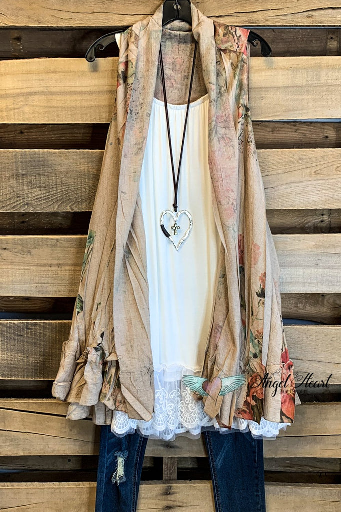 AHB EXCLUSIVE: Counting The Stars Vest - Taupe/Rose.