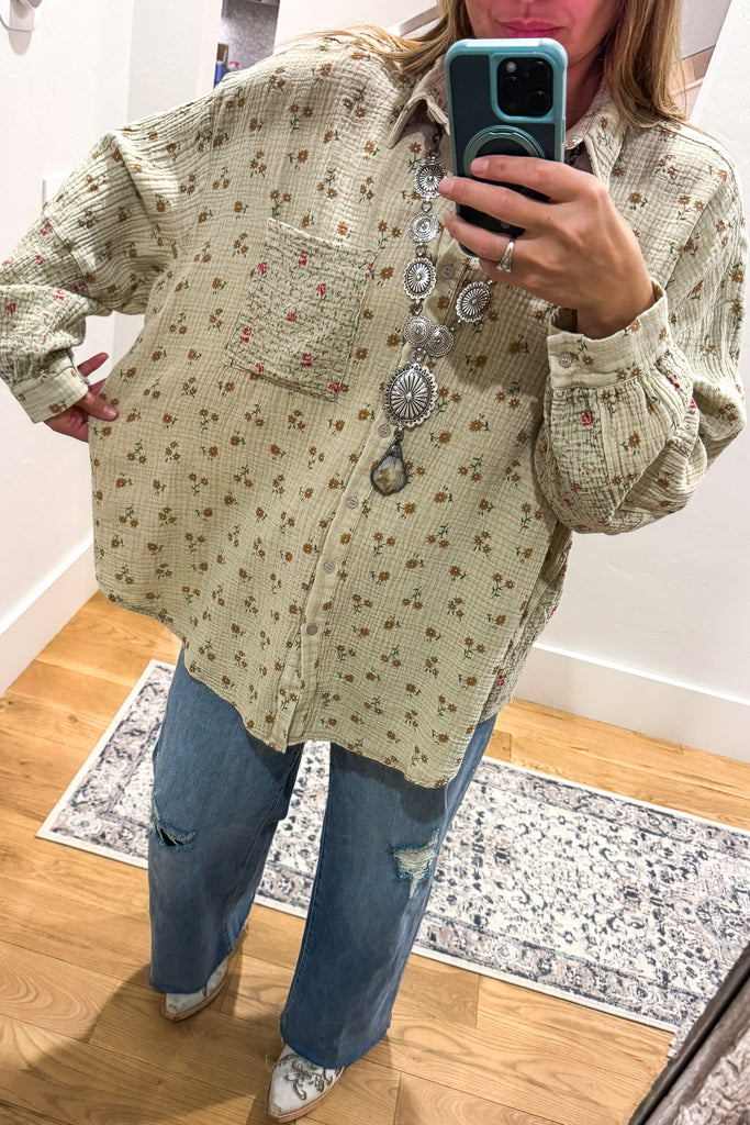 Daisy Dreams Tunic - Khaki - 100% Cotton