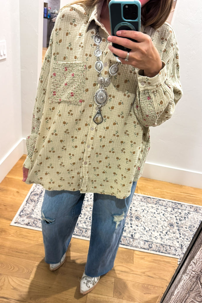 Daisy Dreams Tunic - Khaki - 100% Cotton