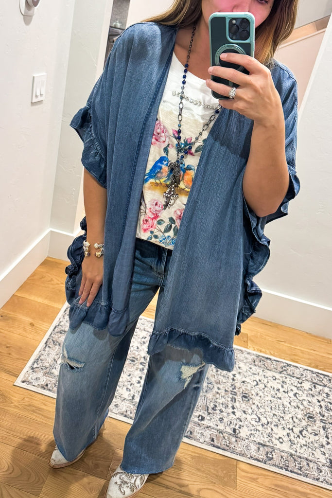 Respected Ruffles Cardigan - Denim