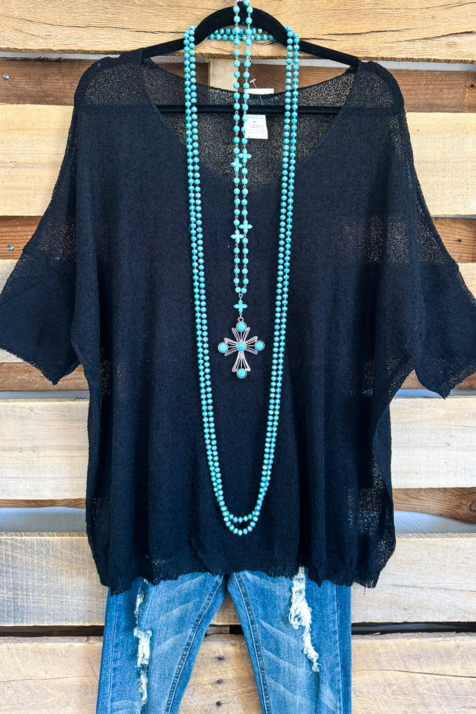 Sheer Bliss Oversized Sheer Top - Black