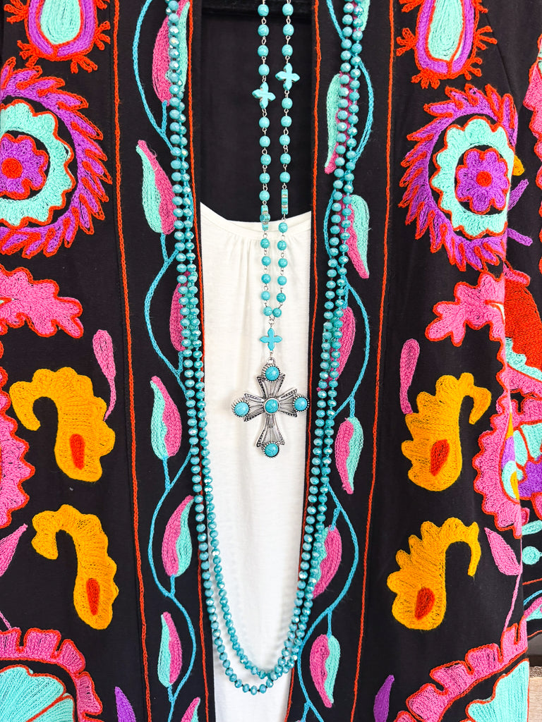 AHB EXCLUSIVE: Midnight Dreamer Duster/Cardigan - Black - 100% COTTON