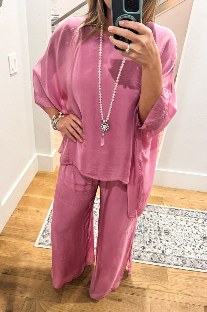 Milan Silk Blend Stretch Palazzo Pants - Made in Italy