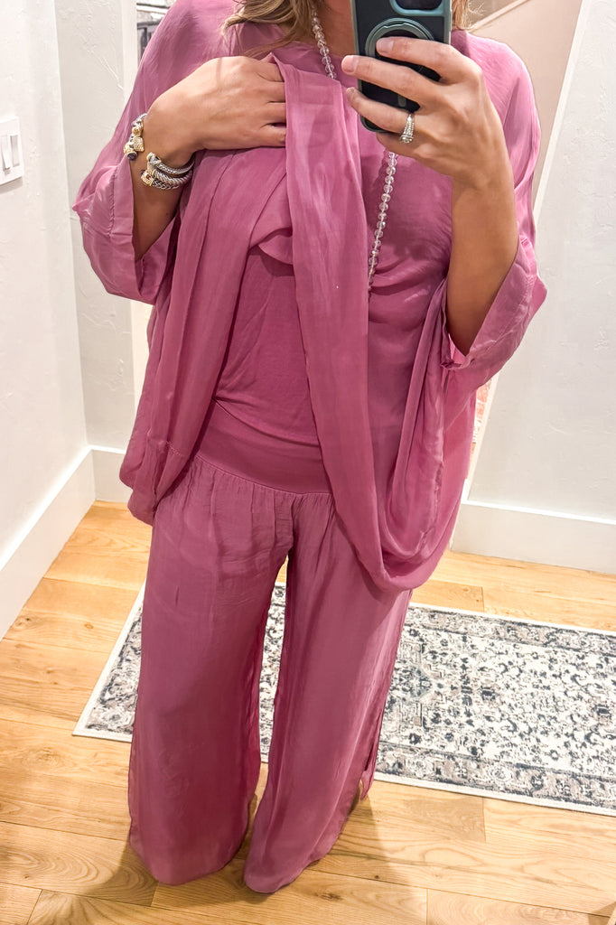 Milan Silk Blend Stretch Palazzo Pants - Made in Italy