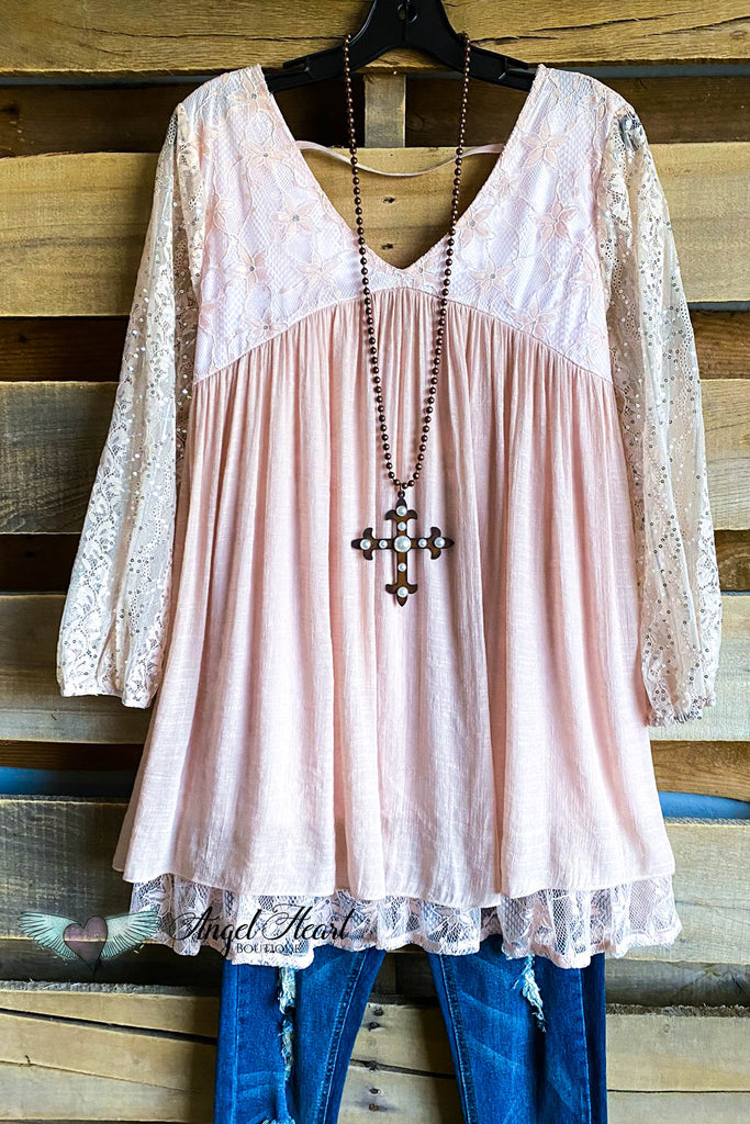 Fantasy Feels Lace Tunic - Peach - SALE