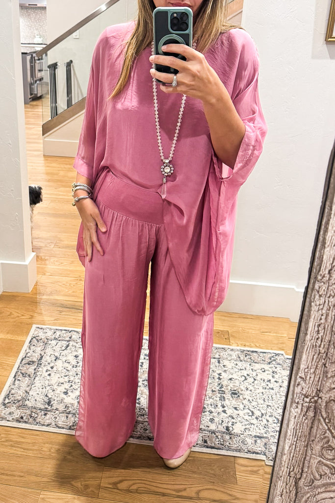 Milan Silk Blend Stretch Palazzo Pants - Made in Italy