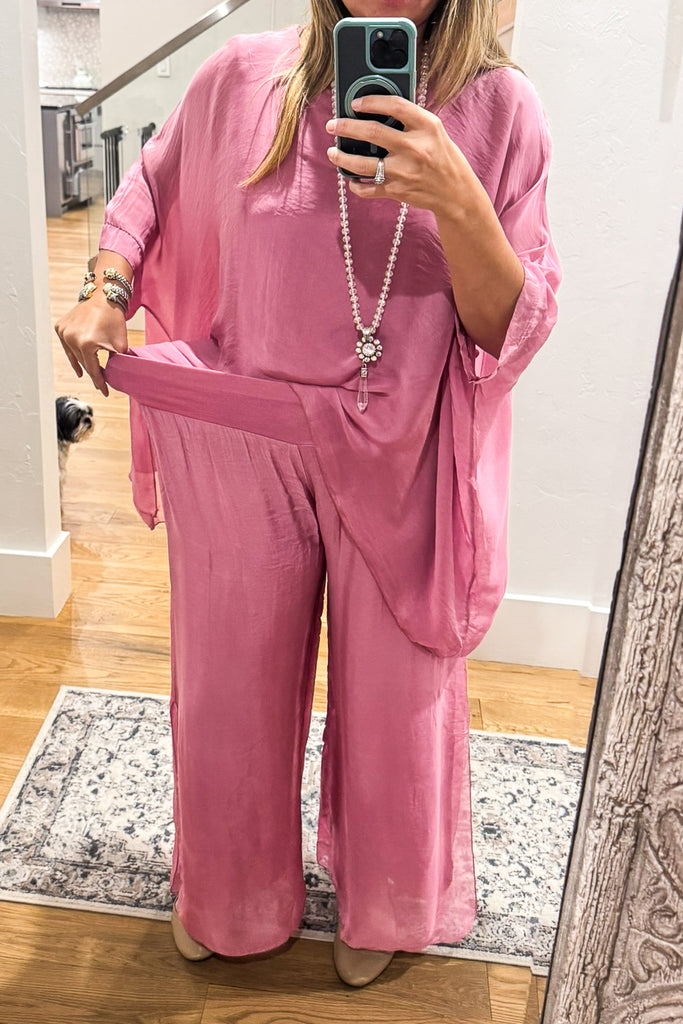 Milan Silk Blend Stretch Palazzo Pants - Made in Italy