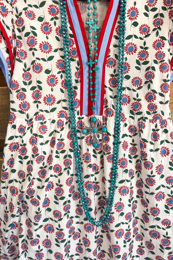 Sunflower Wonders Maxi Dress - Red - 100% COTTON