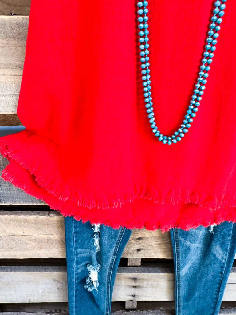 On Good Terms Tunic - Neon Orange - Linen Cotton Blend