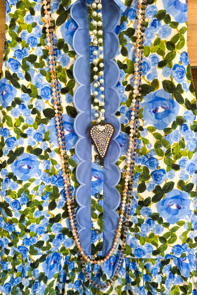 Everlasting Blooms Dress - Blue - 100% COTTON