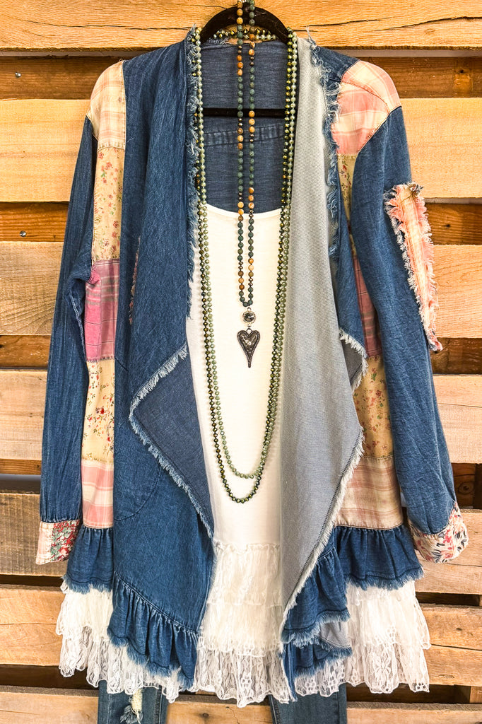 Quilted With Love Denim Cardigan - 100% COTTON
