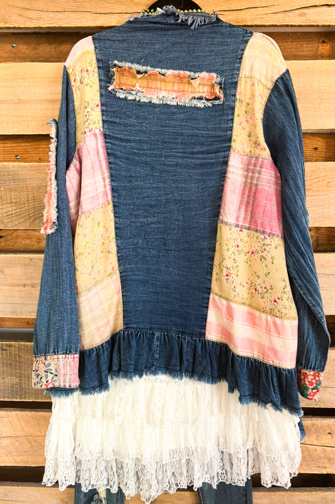 Quilted With Love Denim Cardigan - 100% COTTON