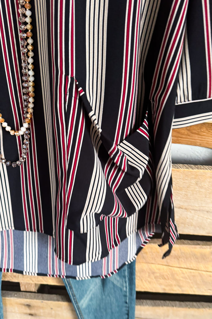 Strips Of Harmony Oversized Dress/Tunic - Black