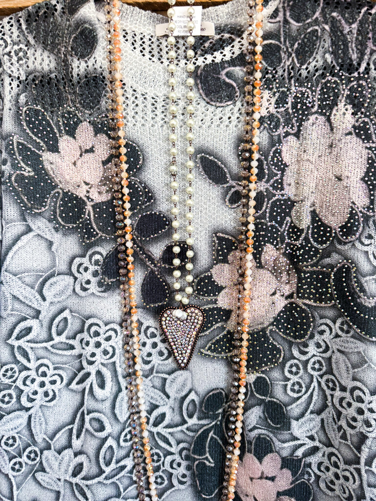 Midnight Blooms Top - Gray - 100% COTTON