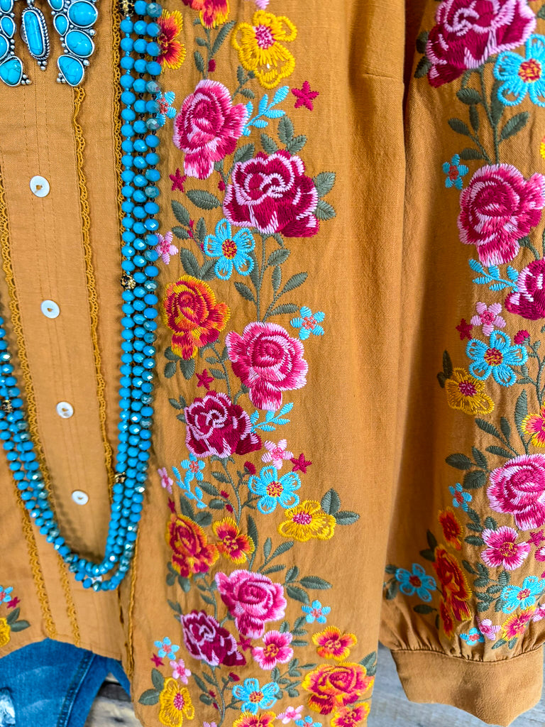 AHB EXCLUSIVE: Dearly Loved Embroidery Top - Mustard - 100% COTTON