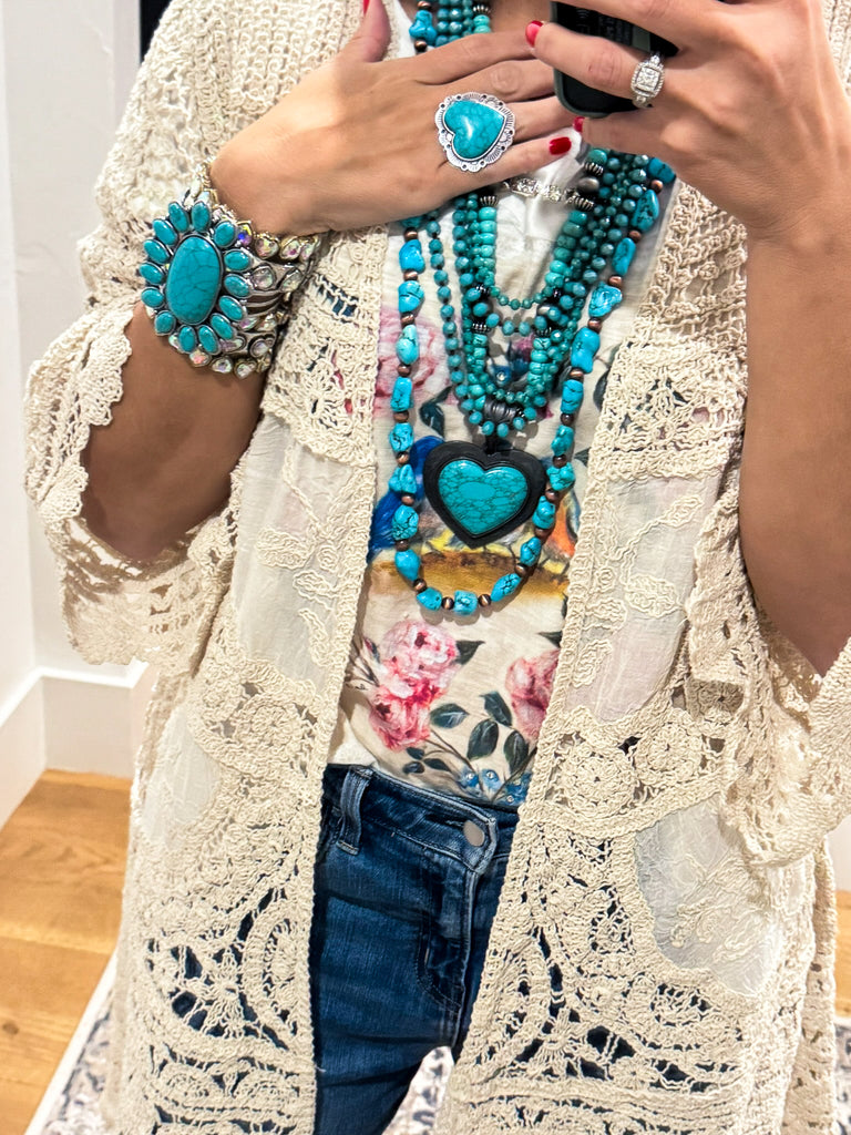 Boho Turquoise-Inspired Heart Necklace