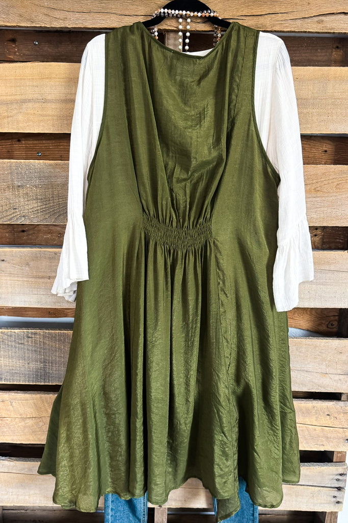 Exclusive Look Vest Cardigan - Olive - cotton blend
