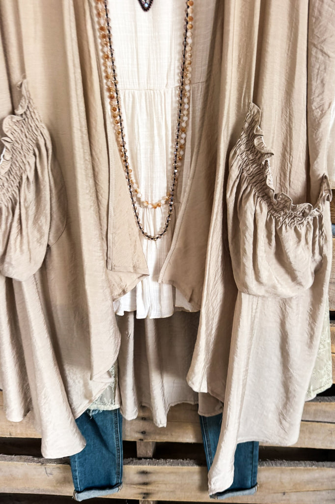 French Courtyard Cardigan Vest - Taupe