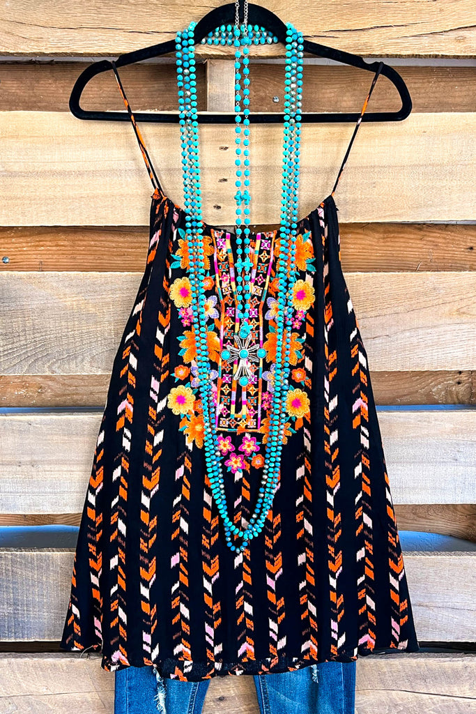 Monarch Flower Top - Black Multi -SALE