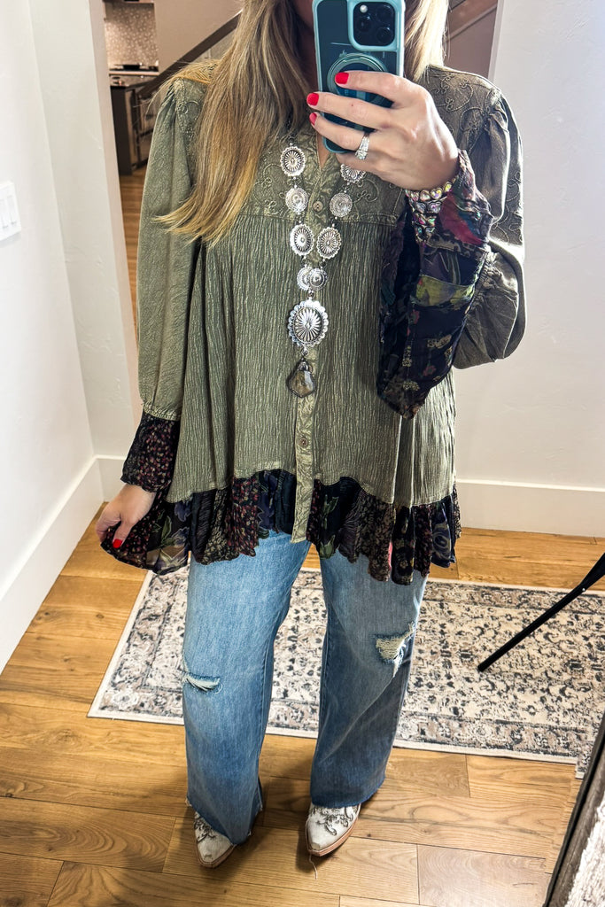 Dreams That Come True Oversize Top - Gravel