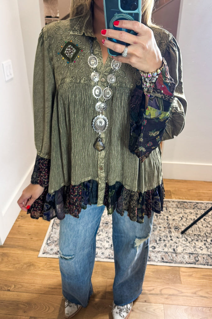 Dreams That Come True Oversize Top - Gravel