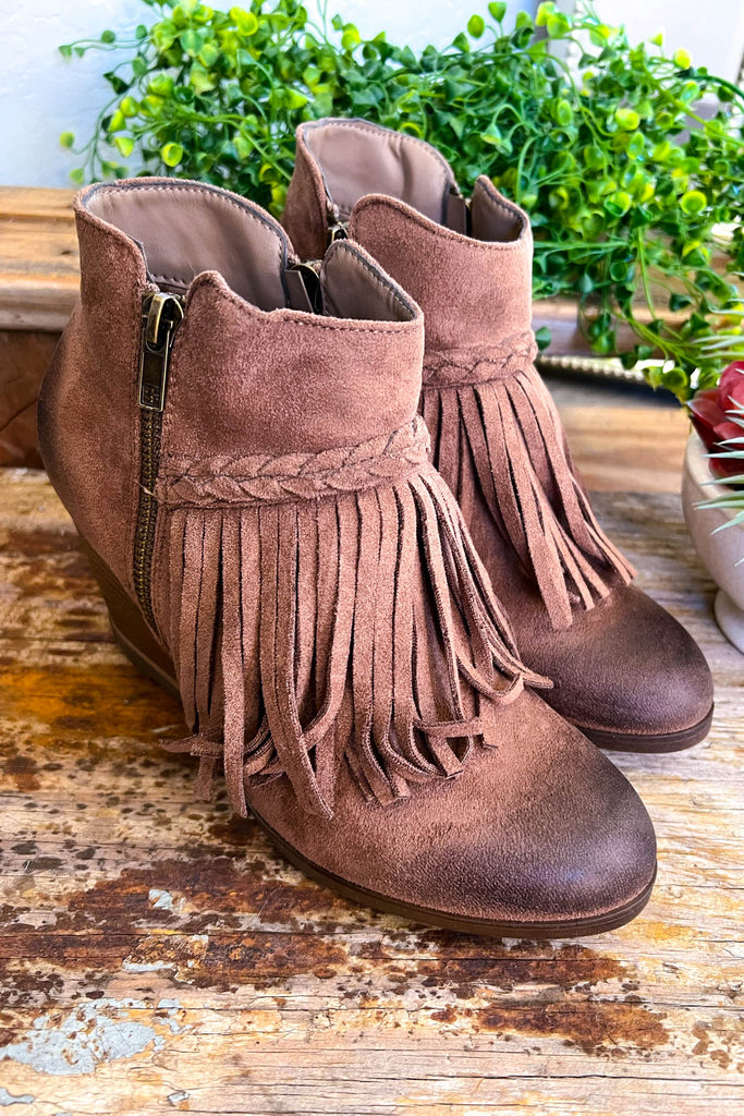 Beautiful Fringe Booties - Taupe - SALE