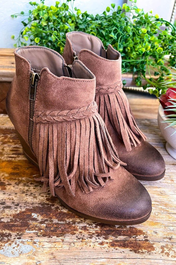 Beautiful Fringe Booties - Taupe - SALE