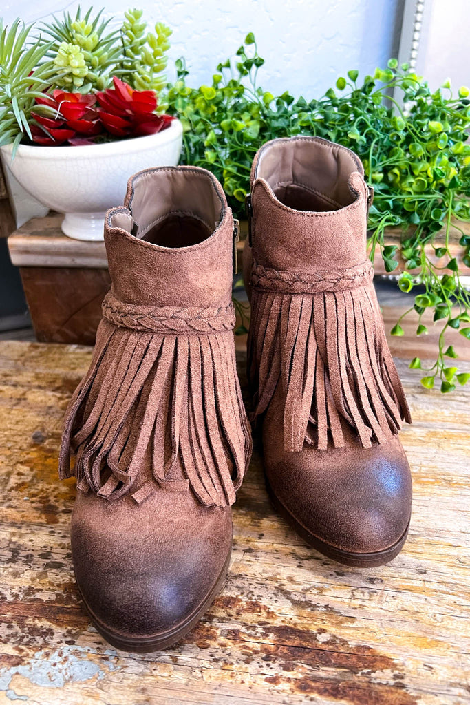 Beautiful Fringe Booties - Taupe - SALE