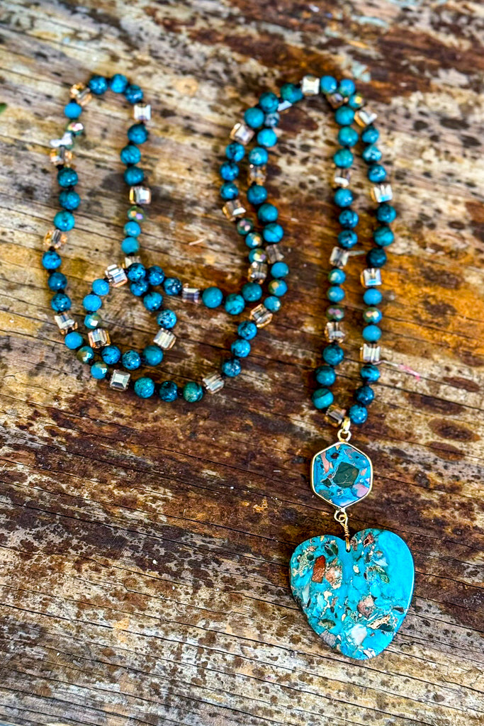 A Piece Of My Heart Necklace - Turquoise